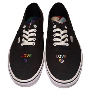 Vans Mens Size 12 Love Is Love Unisex LGBQ Sneakers Rainbow Stripes Canvas Black